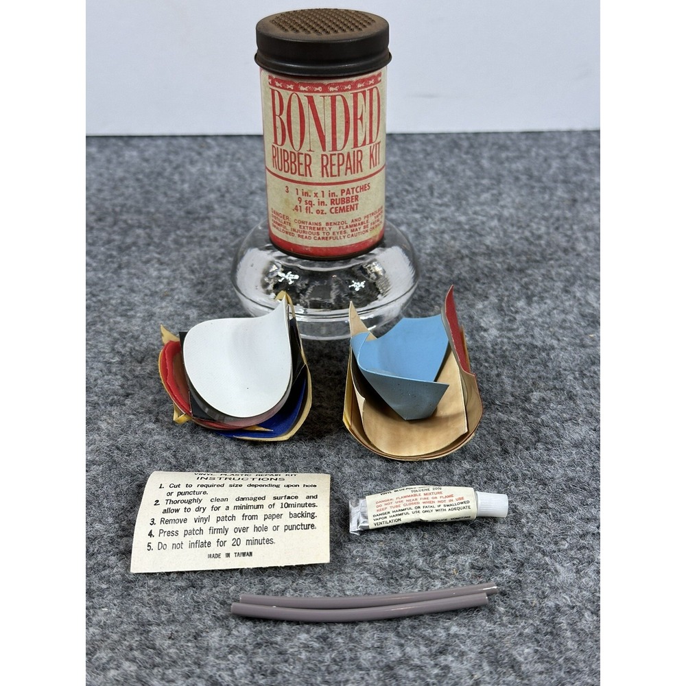 VTG Original Bonded Rubber Bicycle Inner‎ Tube Repair Kit Gas & Oil Can Full